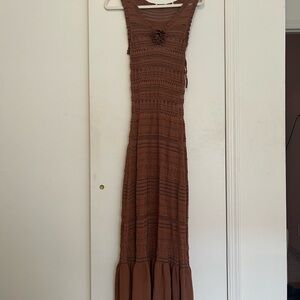 SANDRO crochet knit flared maxi dress